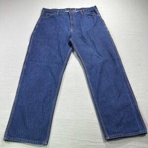 VTG Key Jeans Mens 38x31 Blue Denim Carpenter Relaxed Suspender Buttons